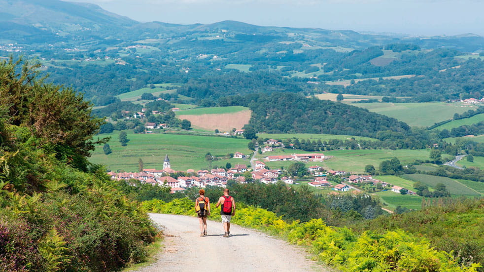 Pilgrims descend towards Ainhoa, France